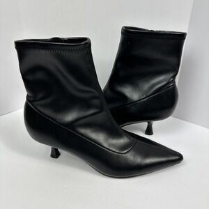 NEW Unisa Womens Size 7.5 M Black Ankle Boots Zipper Faux Leather with 1.5" Heel